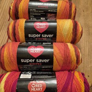Red Heart  SuperSaver Stripes -Fruity -4 skeins